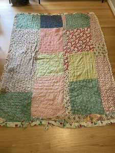 Antique Vintage Handmade Quilt Hand Stitched 84 X 64 *needs Repair - Picture 1 of 8