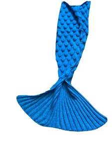 Manta afgana sirena hecha a mano - escalas tejidas a mano azul/verde con cola - Imagen 1 de 3