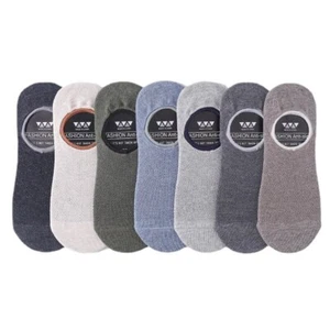 5 Pack Men's Invisible Socks No Show Low Cut Cotton Anti Slip White Black - Picture 1 of 22