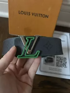 Louis Vuitton Green LV Eclipse Monogram 40mm Reversible Belt Initials 95 38 - Picture 1 of 13