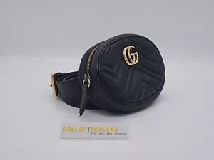 Gucci Matelassé Mini GG Marmont Black Leather Belt Bag - Leather - 85cm - 34" - Picture 1 of 15