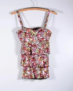 A Shore Fit Woman’s Size 8 Tankini Swim Top Pink Multi Floral Padded - Picture 1 of 11