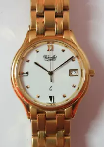 NICE SWISS MENS VERSAILLES PHILLIPS 66 QUARTZ DATE GOLD TONE WATCH FRESH BAT' - Picture 1 of 7