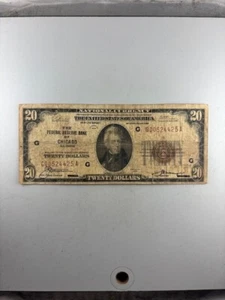 1929 $20 Chicago Federal Reserve Bank Note -- COOL VINTAGE CURRENCY! - Picture 1 of 2