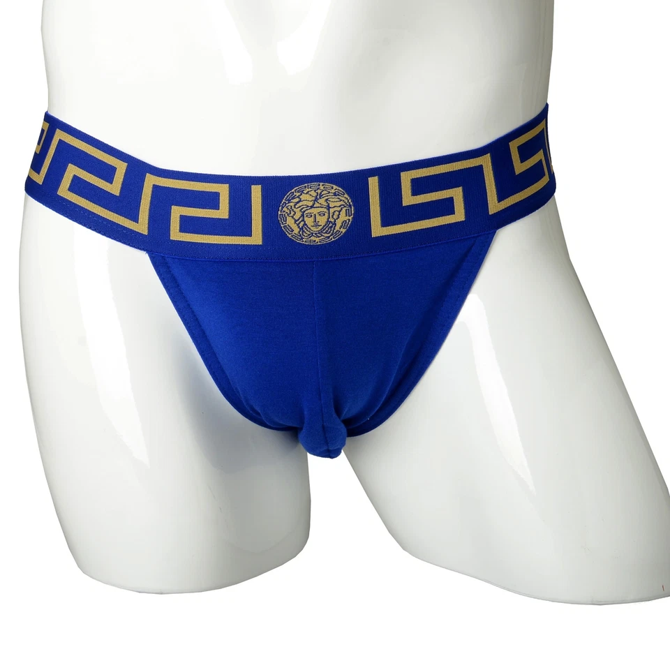 Ropa interior Versace para hombre azul y dorado elástico con correa deportiva Versace talla 6 EE. UU. L IT 52 Foto 1 de 4