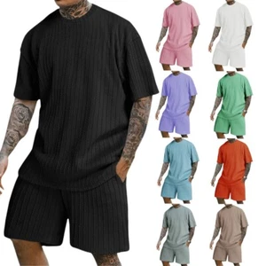 Men’s Summer Sports Set Crew Neck T-Shirt & Shorts 2-Piece Outfit - Picture 1 of 12