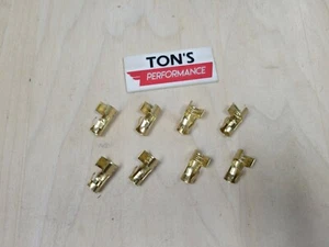 8 / Pk Brass Straight 180 degree Snap Crimp Spark Plug Distributor Coil Terminal - Picture 1 of 2