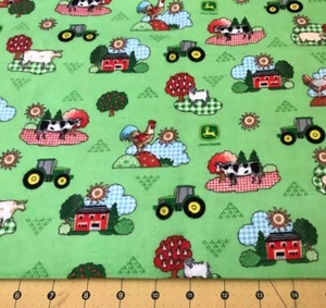 John Deere Farm 36” Width Flannel Fabric Sold By The Yard #2053 - Picture 1 of 1