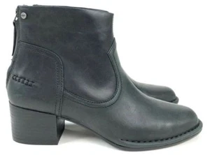 UGG Women's Black Bandara Ankle Leather Rear Zipper Heel Booties 1098310 - Picture 1 of 12