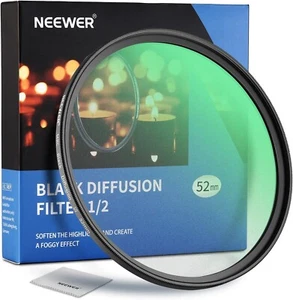 Neewer 52mm Black Diffusion 1/2 Filter | Dreamy Cinematic Effect for Video/Vlog/ - Picture 1 of 5