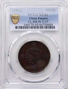 CHINA. Empire. 10 Cash. Year 3 (1911). PCGS XF45. Great Color. - Picture 1 of 2