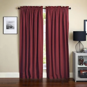Blazing Needles Reversible Rod Pocket Room-Darkening Twill Curtain Panels, 84... - Picture 1 of 5
