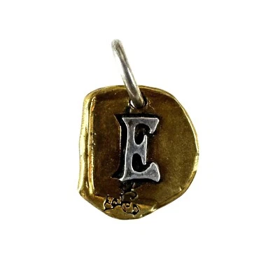 Waxing Poetic Sterling Silver Brass Gothic Insignia Charm "E" Monogram Initial - Image 1 of 2