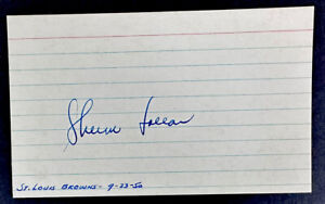 Vintage 1950 Sherm Lollar Autographed 3x5 Index Card St Louis Browns White Sox
