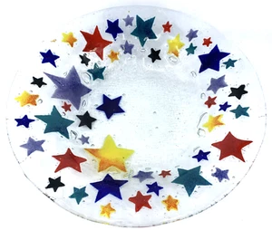Peggy Karr servizio stelle vetro fuso ciotola 10,75" multicolore vintage - Foto 1 di 7