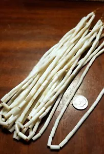 🔥Vintage Authentic White Quahog Wampum Rare Craft Jewelry Beads- 3/4" 40 Count - Picture 1 of 4