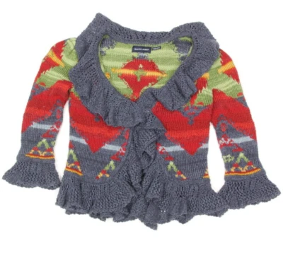 Suéter Ralph Lauren Jóvenes Niñas L (12-14) Cárdigan Azul Azteca Suroeste /028 Foto 1 de 3