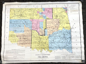 Reproduction 1890 Oklahoma Native American Indian Territory 31" X 24" Map Poster