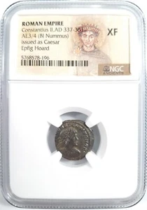 Constantius II Roman Empire BI Nummus AE3/4 NGC XF Ancient Epfig Hoard Pedigree - Picture 1 of 10