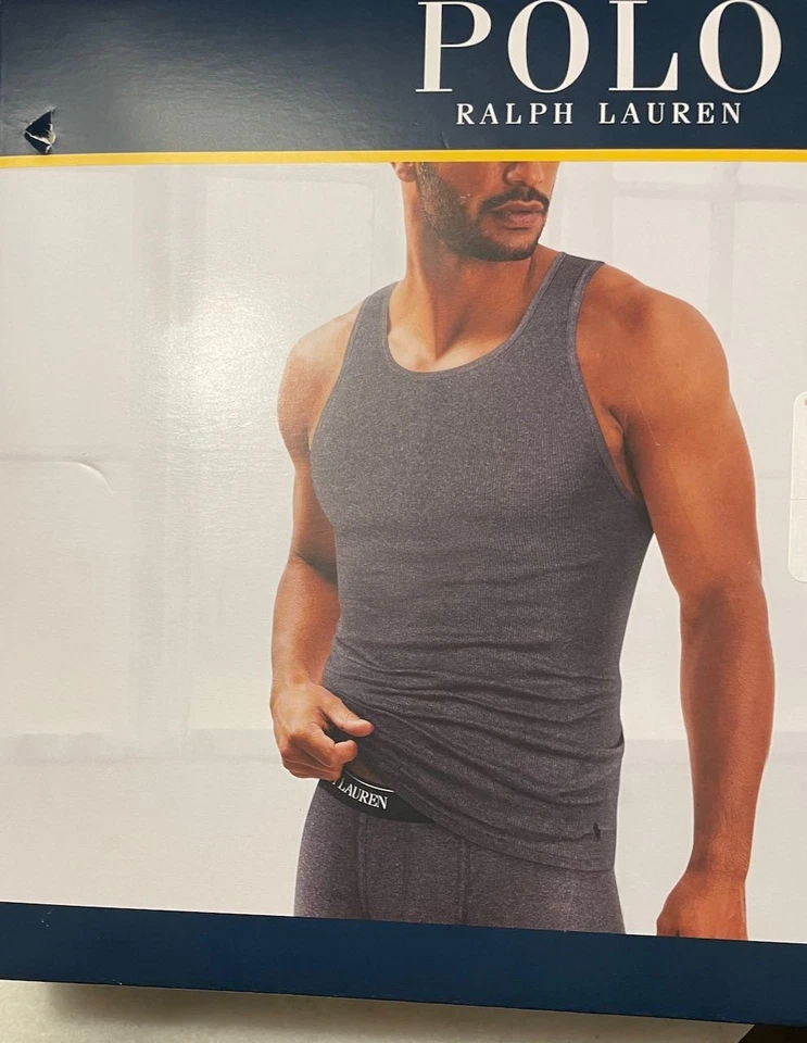 3 tanques de algodón de ajuste clásico POLO RALPH LAUREN nuevos en paquete Foto 1 de 4