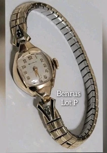Vintage Damenuhr Benrus 10K Walzgold Plate 17 Jewels Swiss Bu1 Ax2 - Bild 1 von 24