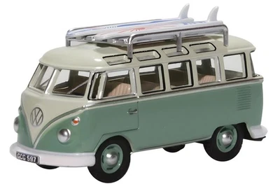 ,OXFORD DIECAST, VOLKSWAGEN Tipo 1 Samba Bus con dos Surfs Azul y blanco, 1/7... - Imagen 1 de 4