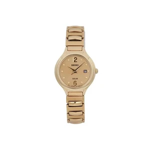 Reloj de cuarzo para dama Seiko Core Solar tono dorado 27,5 mm esfera champán SUT180 - Imagen 1 de 3