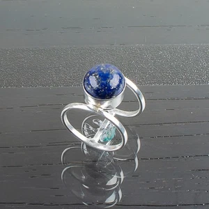 Lapis Lazuli Gemstone 925 Sterling Silver Jewelry Handmade Designer Ring For Her - Picture 1 of 6