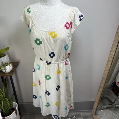 Vestido sin mangas forrado estampado geométrico multicolor blanco azul marino antiguo para mujer talla L Foto 1 de 4