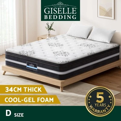 Giselle Bedding 34cm Mattress Cool Gel Memory Foam Euro Top Pocket Spring Double - image 1 of 4