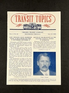 Transit Topics - Nov 1949 - Virginia Transit Company - Vintage Railroad / Bus - Picture 1 of 5