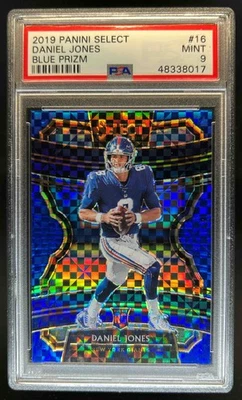 2019 Select Daniel Jones Blue Prizm RC Concourse #72/175 Giants PSA 9 - Image 1 of 2