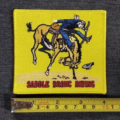 Rodeo Souvenir SADDLE BRONC RIDING Bronco Bustin Rodeo Sew On Collectors Patch - Image 1 of 4