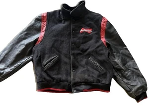 Chaqueta Bomber Dehen De Colección Para Hombre Negra Roja Lana Budweiser Cuero Talla XL 1998 - Imagen 1 de 18