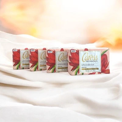 4 Caress Botanicals Lotus & Red Clay Bar Soap 5 oz New - Image 1 of 4