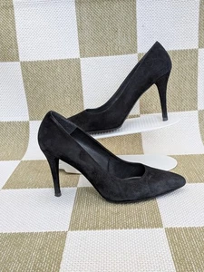 Russell & Bromley Stuart Weitzman UK 6 Black Suede Pointed Toe Stiletto Heels - Picture 1 of 17