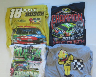Lot of 4 Early Kyle Busch NASCAR Tshirts Fanatics 2015 Size 3 XL 1 XXL - Image 1 of 4