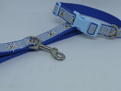 Dog Collar and matching lead set 10" - 14" neck size.  FREE FABRIC DESIGN - Image 1 of 4