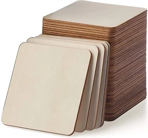 Unfinished Wood Pieces 80 Pcs 3"X3" Inch Wood Board Wooden Squares Wooden Cut... - Picture 1 of 1
