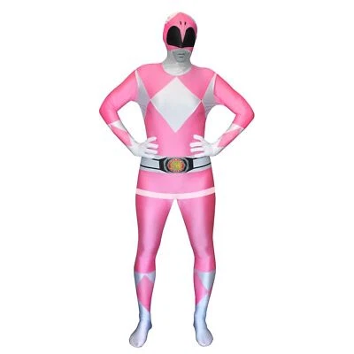 Adulto Rosa Power Ranger Morphsuit Hombres Mujeres Superhéroe Vestido Elegante Disfraz M-XXL Foto 1 de 4