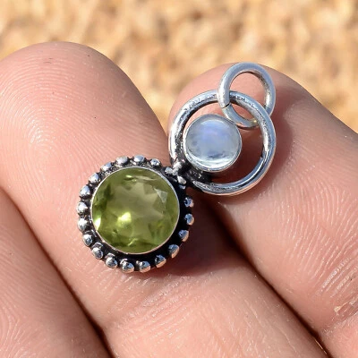 Peridot Mondstein Edelstein 925 Sterling Silber Antik Design Anhänger Schmuck - Bild 1 von 4