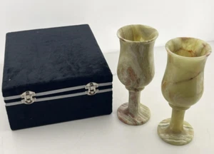 Copas de champán de ónix talladas de Kalifano nuevas en caja - Imagen 1 de 4