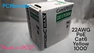 Cable general GenSPEED eficiencia MAX 4/22AWG Cat 6 plenum PoE amarillo 1000 ft - Imagen 1 de 2