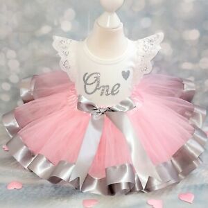 Baby Girl First 1st Birthday Outfit Tutu Cake Smash Photo Shoot Party Dress 