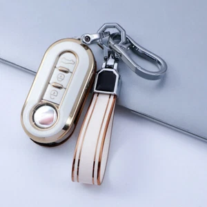 TPU Car Flip Mechanical Key Case Full Cover Fob Holder Shell For Fiat 500 Grande - Imagen 1 de 16