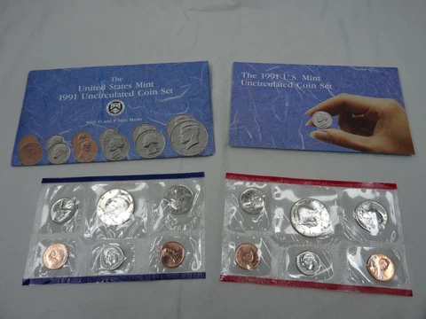 1991 US Mint Set Uncirculated 10 Coins P & D with OGP & COA Cover