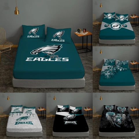 Philadelphia Eagles Fitted Sheet Set 3 Piece Deep Pocket Bed Sheet Pillowcases Cover