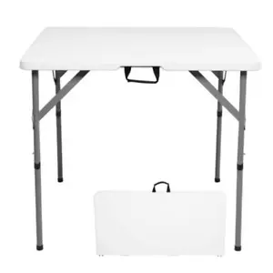 Tavolo da Gioco 34" Quadrato Pieghevole Carte Tavolo da Campeggio Altezza Regolabile,Bianco - Foto 1 di 12