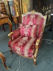 F4 Barocksessel rot mit Muster - Bild 1 von 2