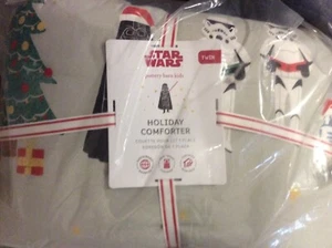 Edredón navideño gemelo Pottery Barn Kids de Star Wars ¡nuevo con etiquetas! Darth Vader Yoda - Imagen 1 de 2
